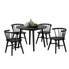 Yely 5pc Dining Table with 4 Windsor Chairs Set | Black Rubberwood