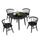 Yely 5pc Dining Table with 4 Windsor Chairs Set | Black Rubberwood BM337250