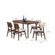 Lexy 5pc Dining Table & 4 Chair Set | Beige Boucle Seats | Walnut Brown BM337252