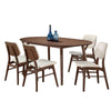 Lexy 5pc Dining Table & 4 Chair Set | Beige Boucle Seats | Walnut Brown