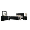 Ryla 4pc Queen Bedroom Set w Nightstand, Dresser, Mirror | Classic Black