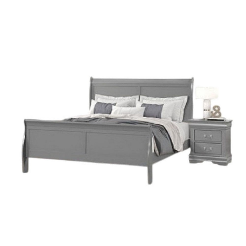 Ryla 4pc Queen Bedroom Set w Nightst& Dresser & Mirror | Neutral Gray