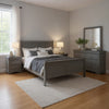 Ryla 4pc Queen Bedroom Set w Nightst& Dresser & Mirror | Neutral Gray