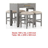 Helly 5pc Counter Height Table & 4 Stool Set | Gray Faux Marble Top BM337257