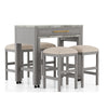 Helly 5pc Counter Height Table & 4 Stool Set | Gray Faux Marble Top