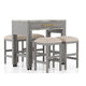 Helly 5pc Counter Height Table & 4 Stool Set | Gray Faux Marble Top