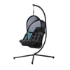 Bery Outdoor Swing Chair w Foldable St& | Coastal Black Cushion