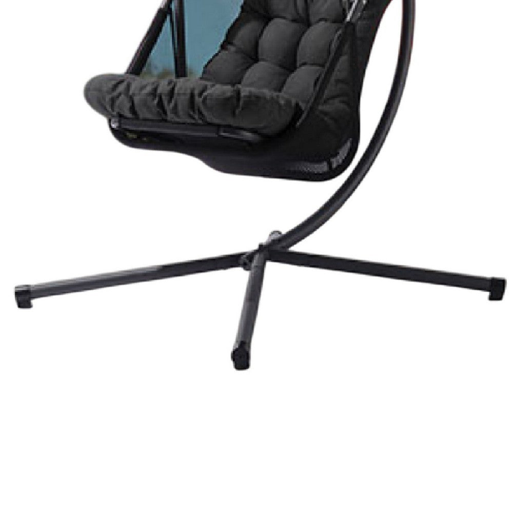 Bery Outdoor Swing Chair w Foldable St& | Coastal Black Cushion