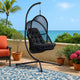 Bery Outdoor Swing Chair w Foldable St& | Coastal Black Cushion
