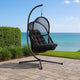 Bery Outdoor Swing Chair w Foldable St& | Coastal Black Cushion