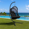 Bery Outdoor Swing Chair w Foldable St& | Coastal Black Cushion