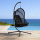 Bery Outdoor Swing Chair w Foldable St& | Coastal Black Cushion