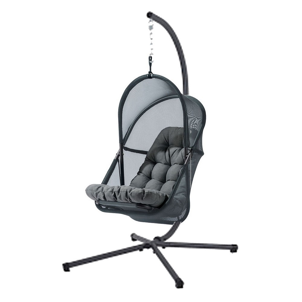 Bery Outdoor Swing Chair w Foldable St& | Dark Gray Cushion