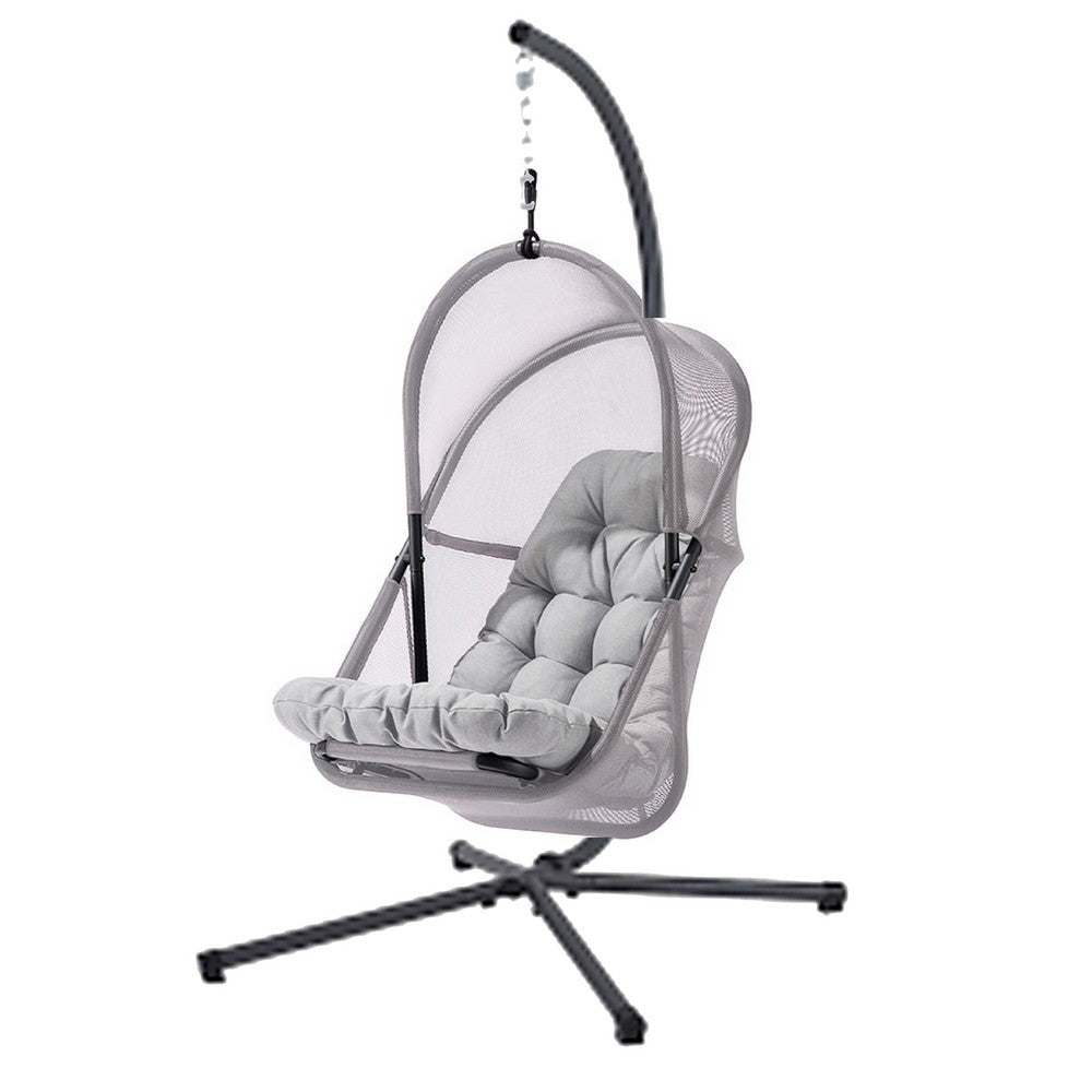 Bery Outdoor Swing Chair w Foldable St& | Light Gray Cushion