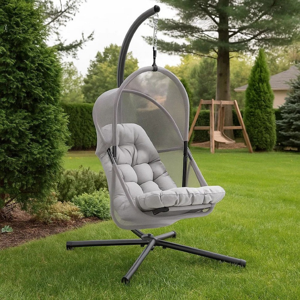 Bery Outdoor Swing Chair w Foldable St& | Light Gray Cushion