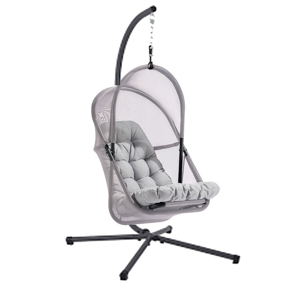 Bery Outdoor Swing Chair w Foldable St& | Light Gray Cushion