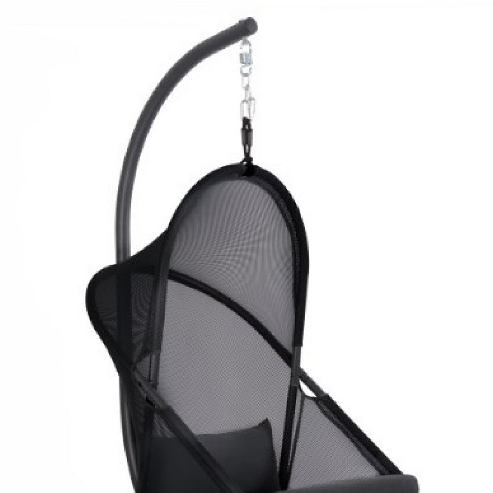 Cery Outdoor Egg Swing Chair | Foldable St& | Coastal Black Cushion