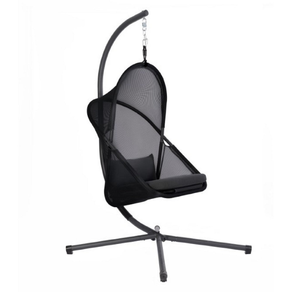 Cery Outdoor Egg Swing Chair | Foldable St& | Coastal Black Cushion