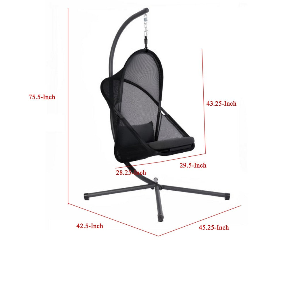 Cery Outdoor Egg Swing Chair | Foldable St& | Coastal Black Cushion