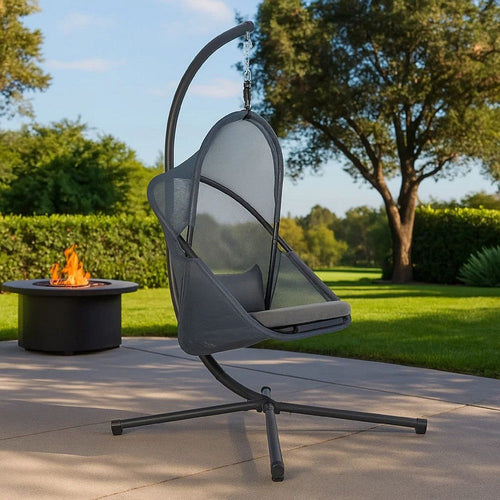 Cery Outdoor Egg Swing Chair | Foldable St& | Dark Gray Cushion