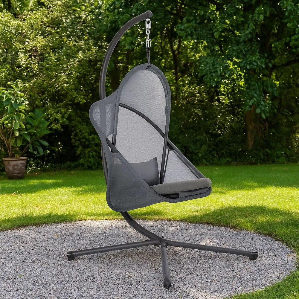 Cery Outdoor Egg Swing Chair | Foldable St& | Dark Gray Cushion