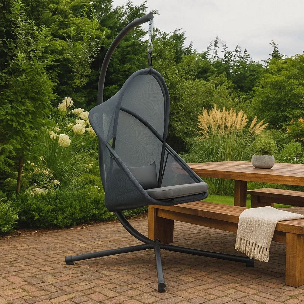 Cery Outdoor Egg Swing Chair | Foldable St& | Dark Gray Cushion