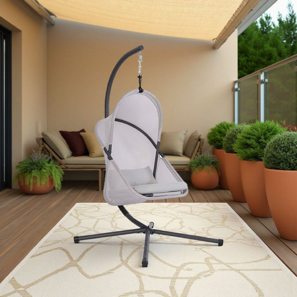 Cery Outdoor Egg Swing Chair | Foldable St& | Light Gray Cushion