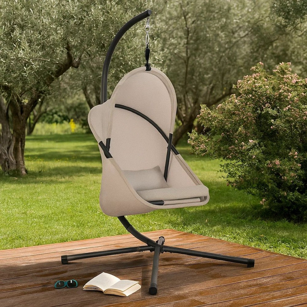 Cery Outdoor Egg Swing Chair | Foldable St& | Light Gray Cushion