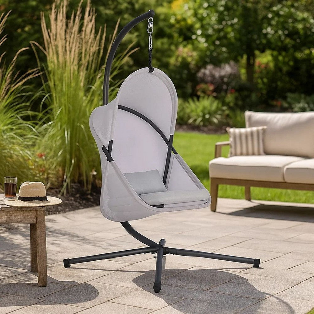 Cery Outdoor Egg Swing Chair | Foldable St& | Light Gray Cushion