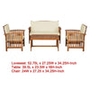 Kaila 4pc Patio Sofa Chair & Coffee Table Set | Beige Cushions | Brown Wood BM337264