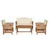 Kaila 4pc Patio Sofa, Chair & Coffee Table Set | Beige Cushions | Brown Wood