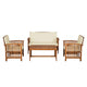 Kaila 4pc Patio Sofa, Chair & Coffee Table Set | Beige Cushions | Brown Wood