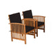 Kaila 4pc Patio Sofa Chair & Coffee Table Set | Black Cushions | Brown Wood BM337265