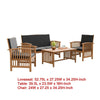 Kaila 4pc Patio Sofa Chair & Coffee Table Set | Black Cushions | Brown Wood BM337265