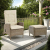 Ankia 4pc Outdoor Reclining Chair & Ottoman Set | Beige Brown Woven