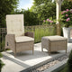 Ankia 4pc Outdoor Reclining Chair & Ottoman Set | Beige Brown Woven