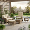 Ankia 4pc Outdoor Reclining Chair & Ottoman Set | Beige Brown Woven