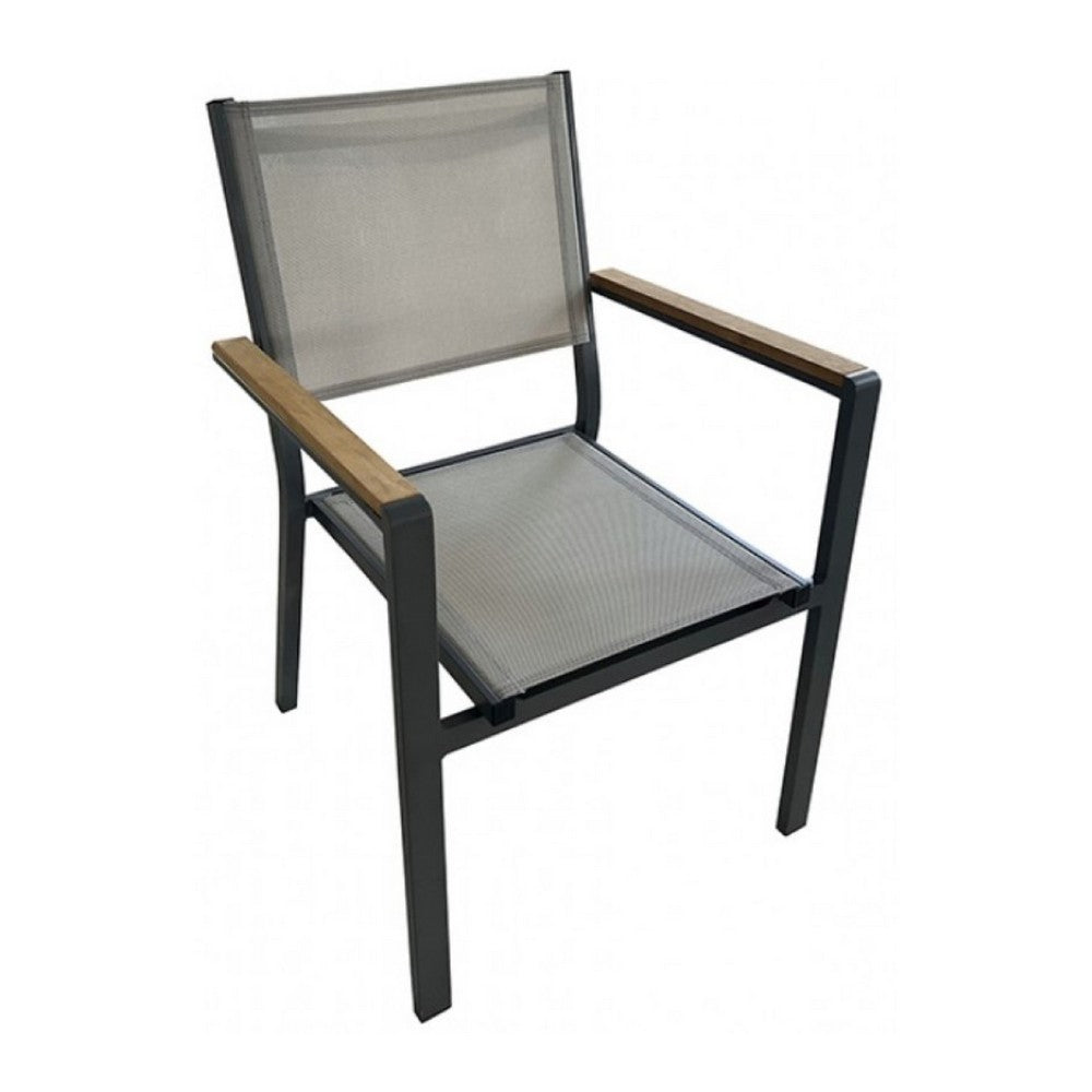 Ankia 5pc Outdoor Dining Table & Chairs Set | Gray | Natural Teak Brown