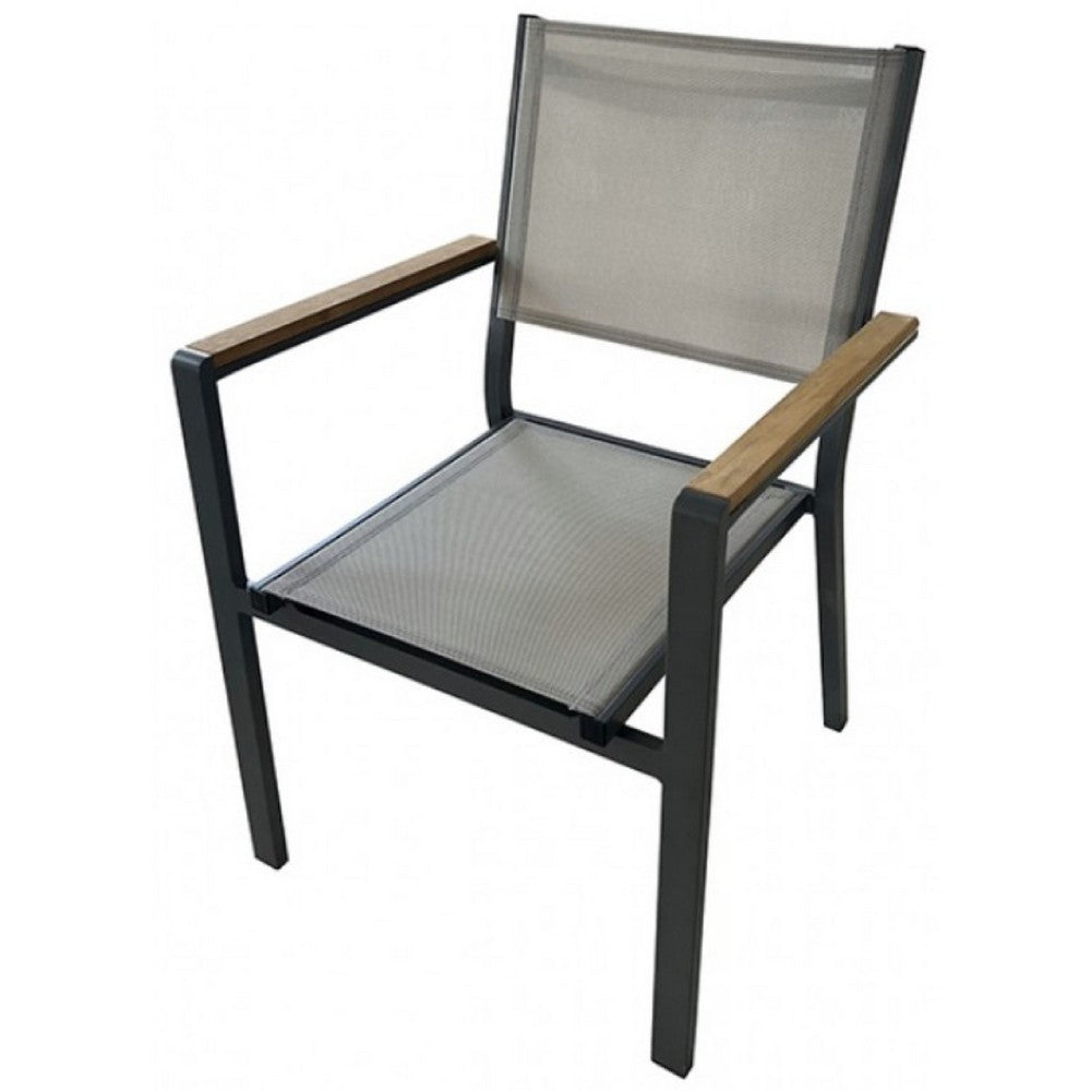 Ankia 5pc Outdoor Dining Table & Chairs Set | Gray | Natural Teak Brown