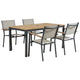 Ankia 5pc Outdoor Dining Table & Chairs Set | Gray | Natural Teak Brown