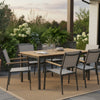 Ankia 5pc Outdoor Dining Table & Chairs Set | Gray | Natural Teak Brown