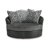 Burt Swivel Oversize Accent Chair | 3 Pillows | Gray Faux Leather BM337270