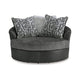 Burt Swivel Oversize Accent Chair | 3 Pillows | Gray Faux Leather BM337270