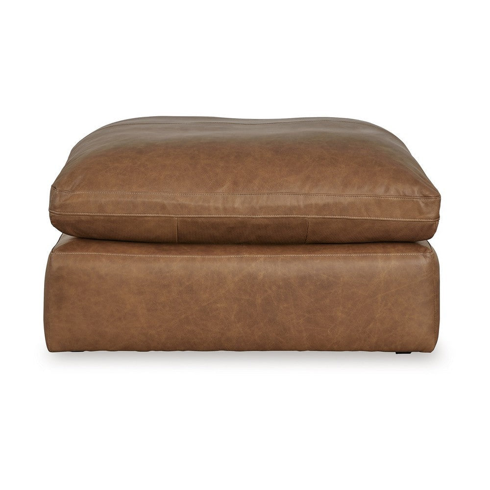 Accent Ottoman | 42’’ Square | Caramel Brown Faux Leather | Non Skid BM337274