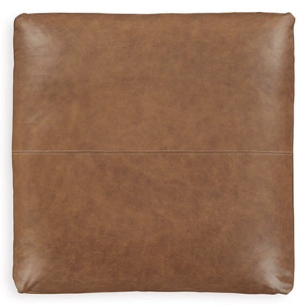 Accent Ottoman | 42’’ Square | Caramel Brown Faux Leather | Non Skid BM337274