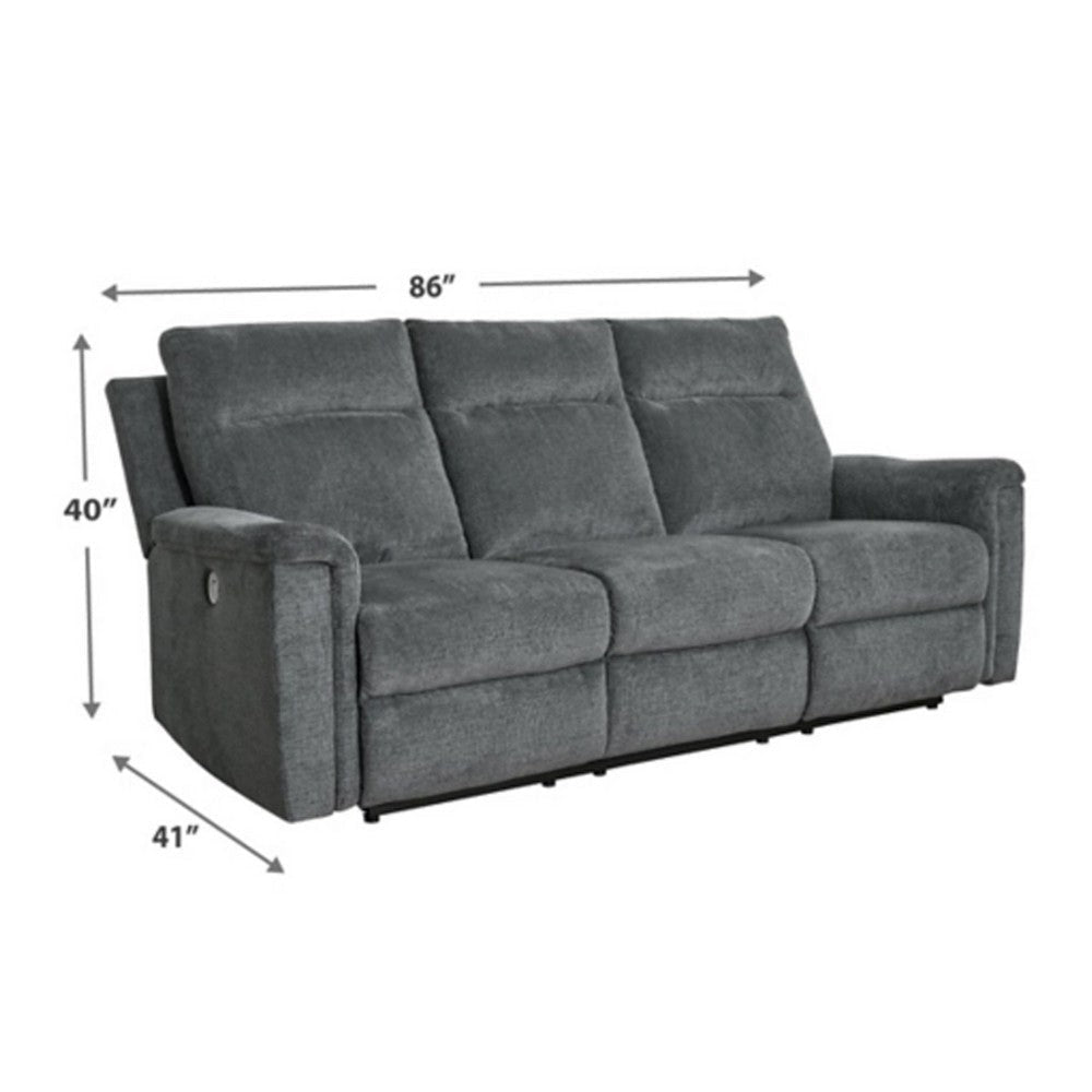 Jinu Power Recliner Sofa | 86’’ | Dark Gray Polyester Micro Chenille BM337276