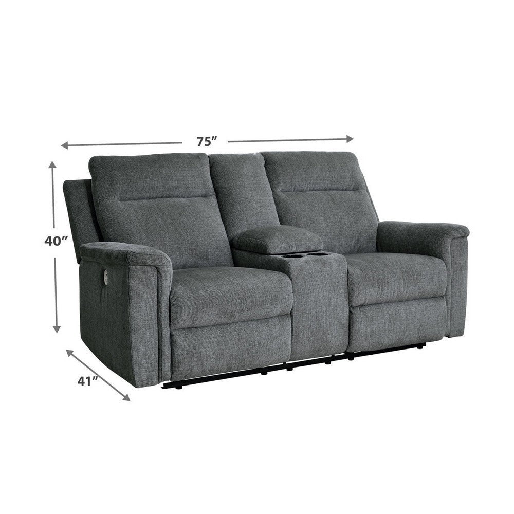 Jinu Power Recliner Loveseat | 75’’ Soft Gray Polyester Micro Chenille BM337277