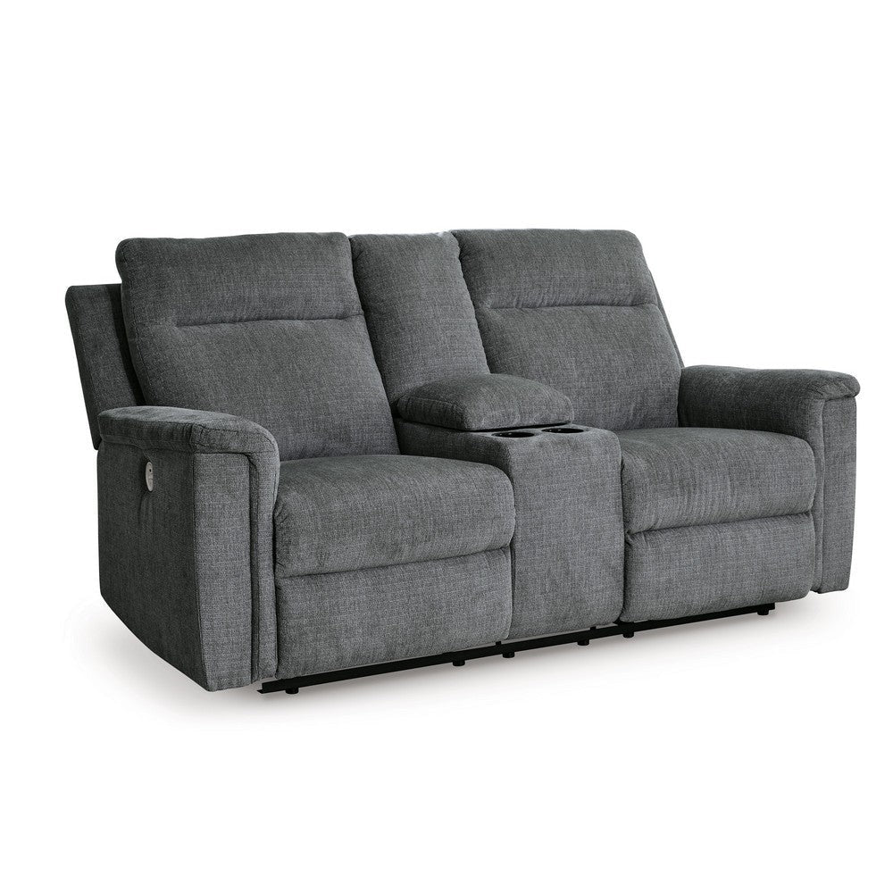 Jinu Power Recliner Loveseat | 75" Soft Gray Polyester Micro Chenille