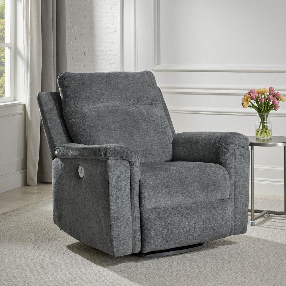Jinu Power Recliner Chair | Gray Polyester and Soft Micro Chenille