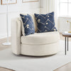 Oversize Swivel Accent Chair | 3 Throw Pillows | Ivory Polyester
